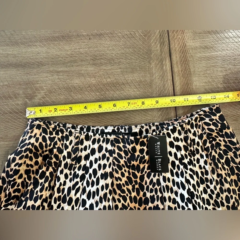 White House Black Market Leopard Animal Print Full Skirt Pockets Size 2 NWT